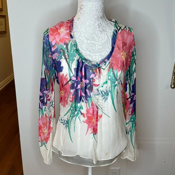 Elie Tahari Silk Floral Blouse Sz S - Picture 1 of 4